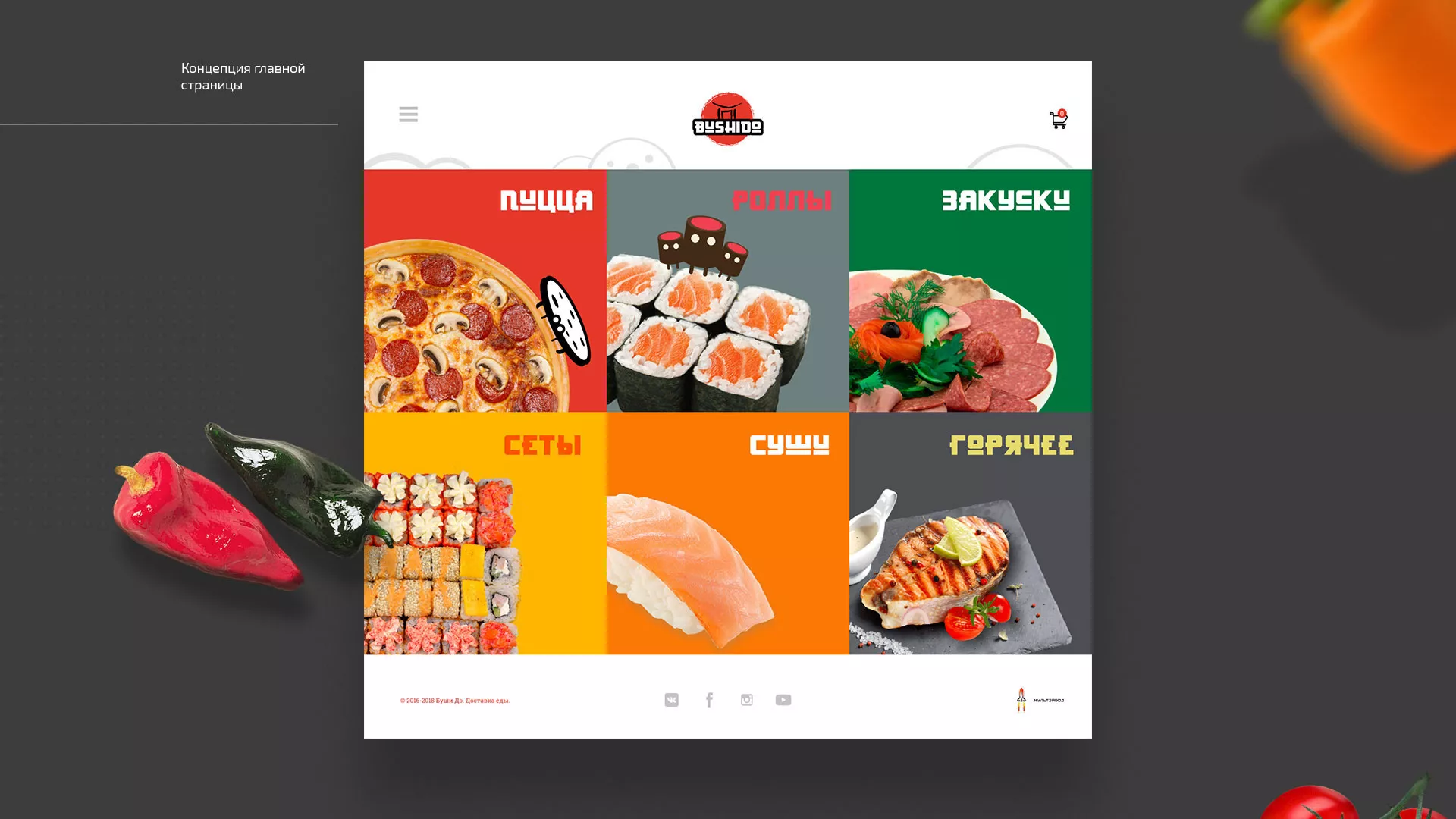 Разработка сайта для пиццерии «BUSHIDO» в Новом Осколе